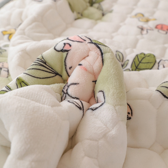 91家纺网 家纺一手货源 找家纺 宅部落 2025新款学生宿舍牛奶绒床垫保暖床褥子夹棉加厚印花床护垫 花丛小兔