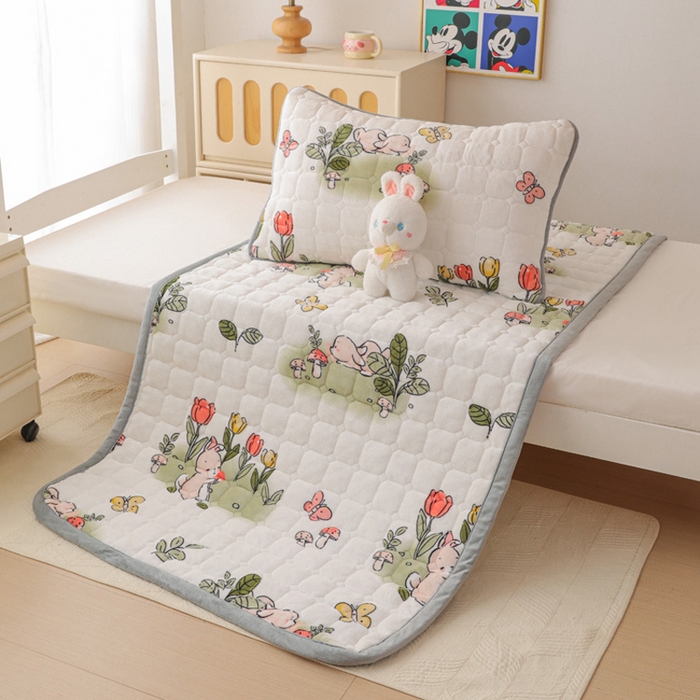 91家纺网 家纺一手货源 找家纺 宅部落 2025新款学生宿舍牛奶绒床垫保暖床褥子夹棉加厚印花床护垫 花丛小兔