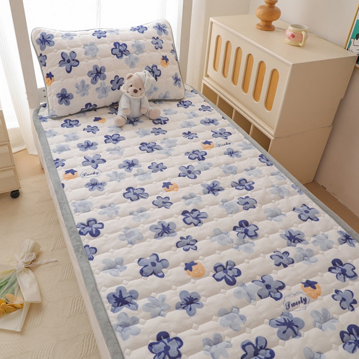 91家纺网 家纺一手货源 找家纺 宅部落 2025新款学生宿舍牛奶绒床垫保暖床褥子夹棉加厚印花床护垫 花韵