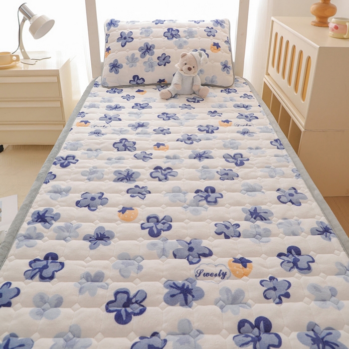 91家纺网 家纺一手货源 找家纺 宅部落 2025新款学生宿舍牛奶绒床垫保暖床褥子夹棉加厚印花床护垫 花韵