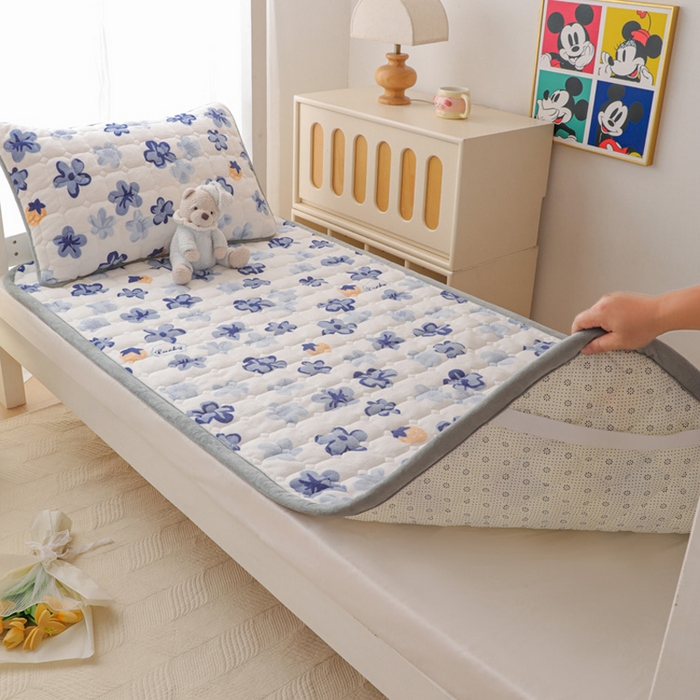 91家纺网 家纺一手货源 找家纺 宅部落 2025新款学生宿舍牛奶绒床垫保暖床褥子夹棉加厚印花床护垫 花韵