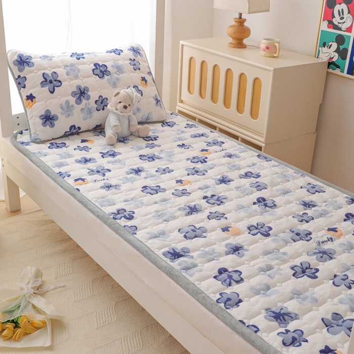 91家纺网 家纺一手货源 找家纺 宅部落 2025新款学生宿舍牛奶绒床垫保暖床褥子夹棉加厚印花床护垫 花韵