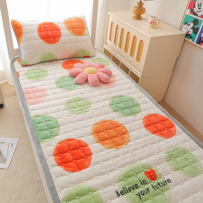 91家纺网 家纺一手货源 找家纺 宅部落 2025新款学生宿舍牛奶绒床垫保暖床褥子夹棉加厚印花床护垫 炫彩