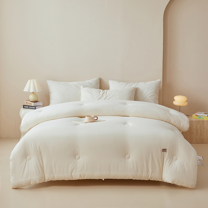 91家纺网 家纺一手货源 找家纺 寐居家纺 2025新款亲肤纸感棉被子被芯 纸感棉-细条白