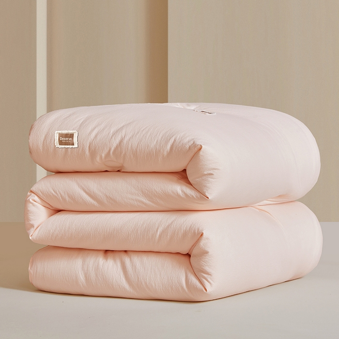 91家纺网 家纺一手货源 找家纺 寐居家纺 2025新款亲肤纸感棉被子被芯 纸感棉-细条粉