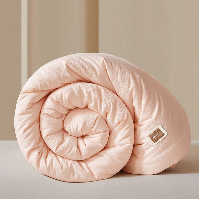 91家纺网 家纺一手货源 找家纺 寐居家纺 2025新款亲肤纸感棉被子被芯 纸感棉-细条粉