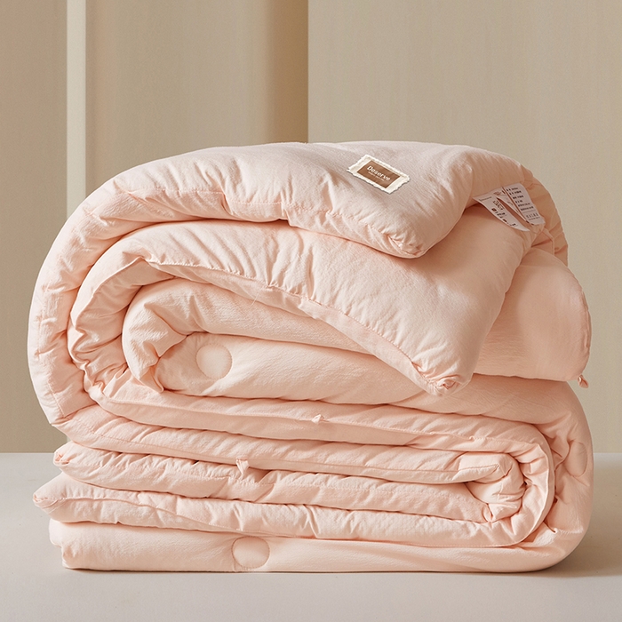 91家纺网 家纺一手货源 找家纺 寐居家纺 2025新款亲肤纸感棉被子被芯 纸感棉-细条粉