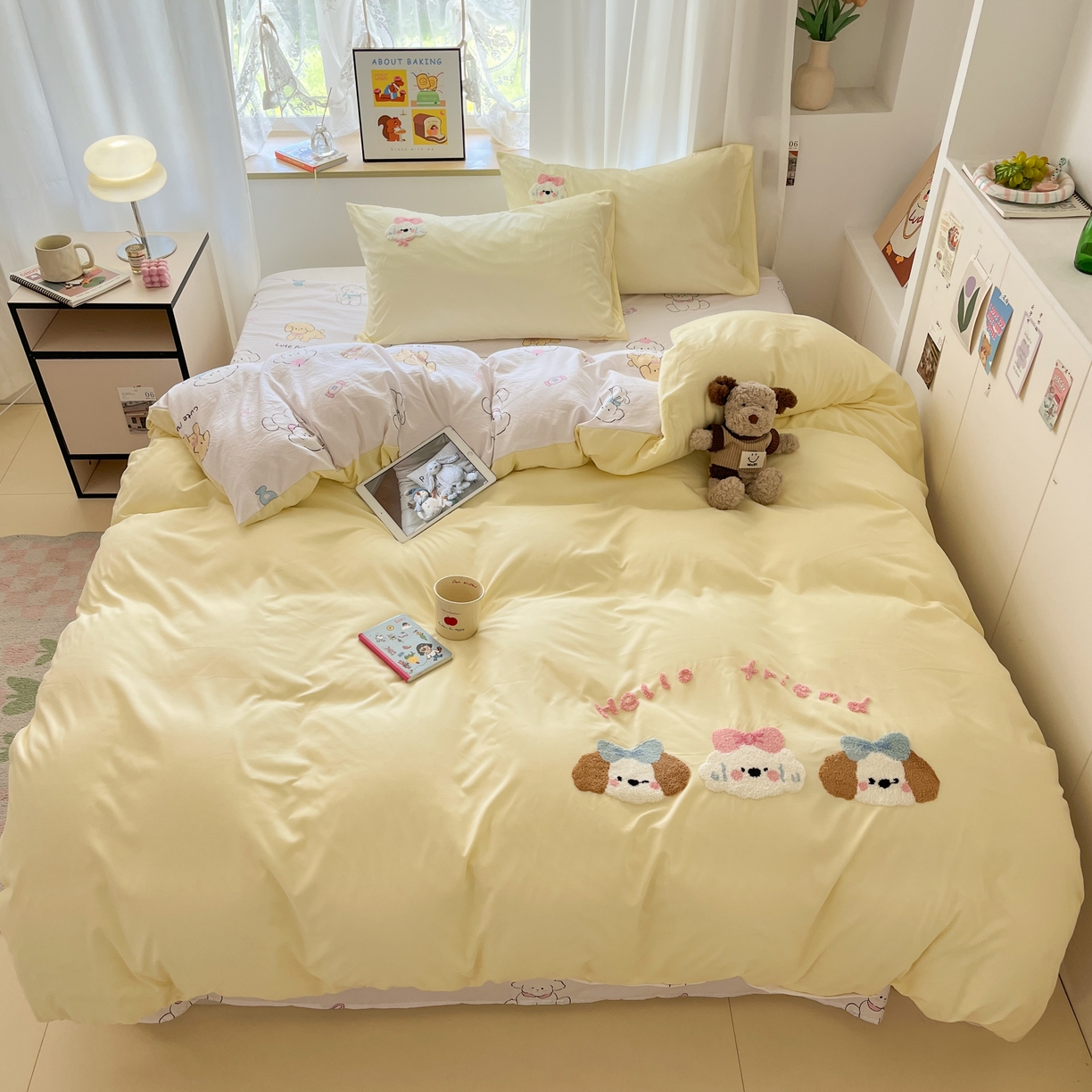 91家纺网 家纺一手货源 找家纺 云木里 2025新款亲肤舒适高克重四件套-况味 欢乐狗狗