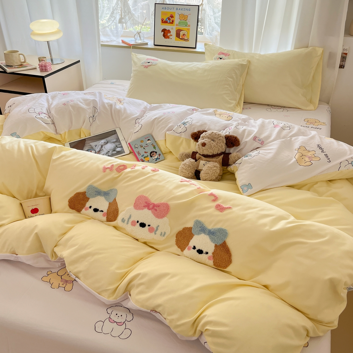 91家纺网 家纺一手货源 找家纺 云木里 2025新款亲肤舒适高克重四件套-况味 欢乐狗狗