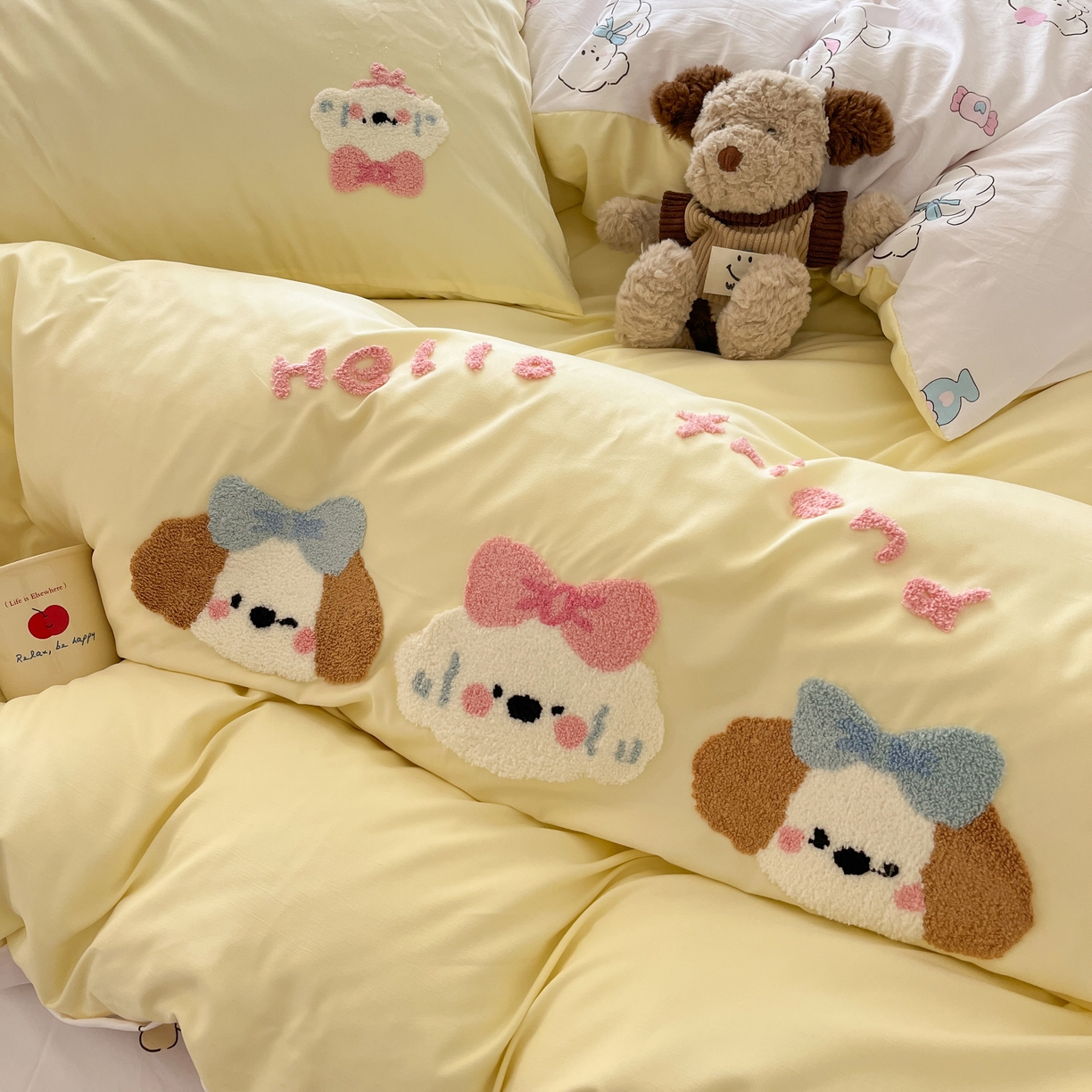 91家纺网 家纺一手货源 找家纺 云木里 2025新款亲肤舒适高克重四件套-况味 欢乐狗狗