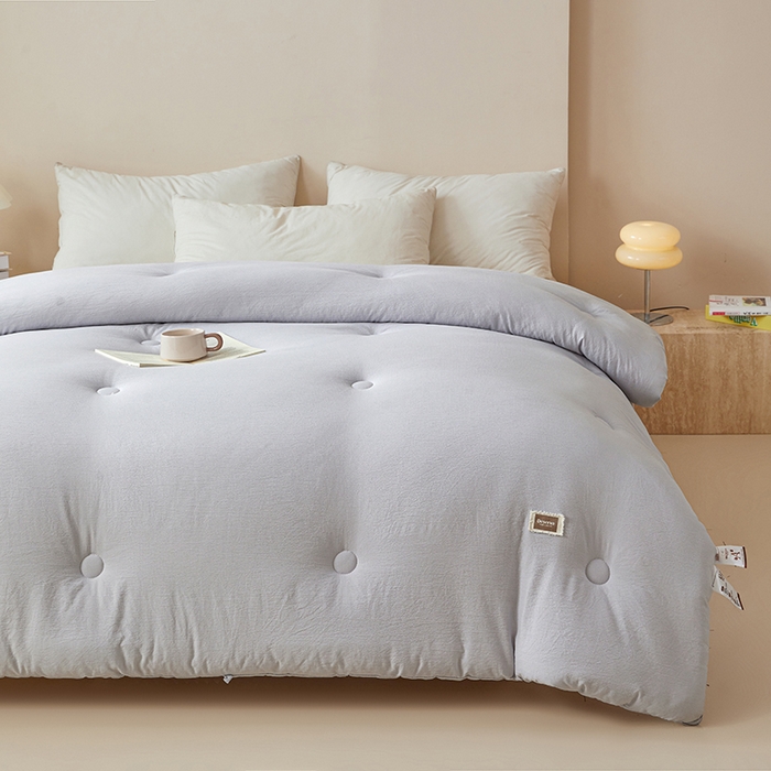 91家纺网 家纺一手货源 找家纺 寐居家纺 2025新款亲肤纸感棉被子被芯 纸感棉-细条灰