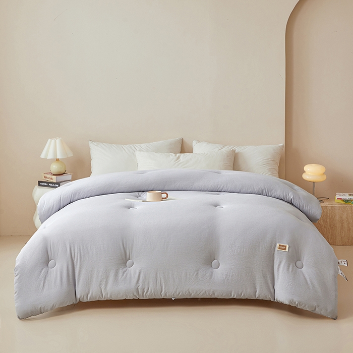 91家纺网 家纺一手货源 找家纺 寐居家纺 2025新款亲肤纸感棉被子被芯 纸感棉-细条灰