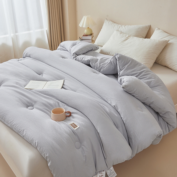91家纺网 家纺一手货源 找家纺 寐居家纺 2025新款亲肤纸感棉被子被芯 纸感棉-细条灰