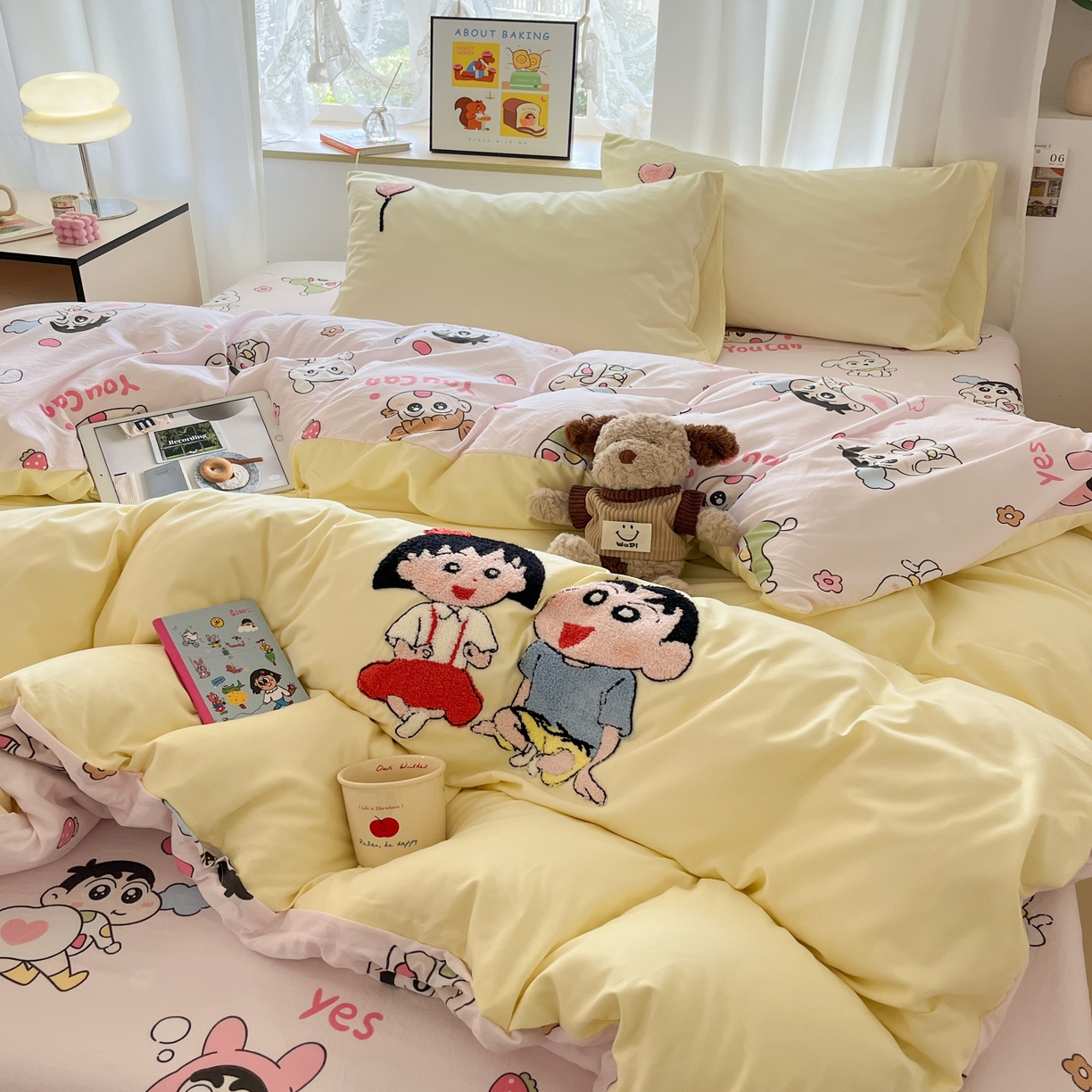 91家纺网 家纺一手货源 找家纺 云木里 2025新款亲肤舒适高克重四件套-况味 新新小丸子