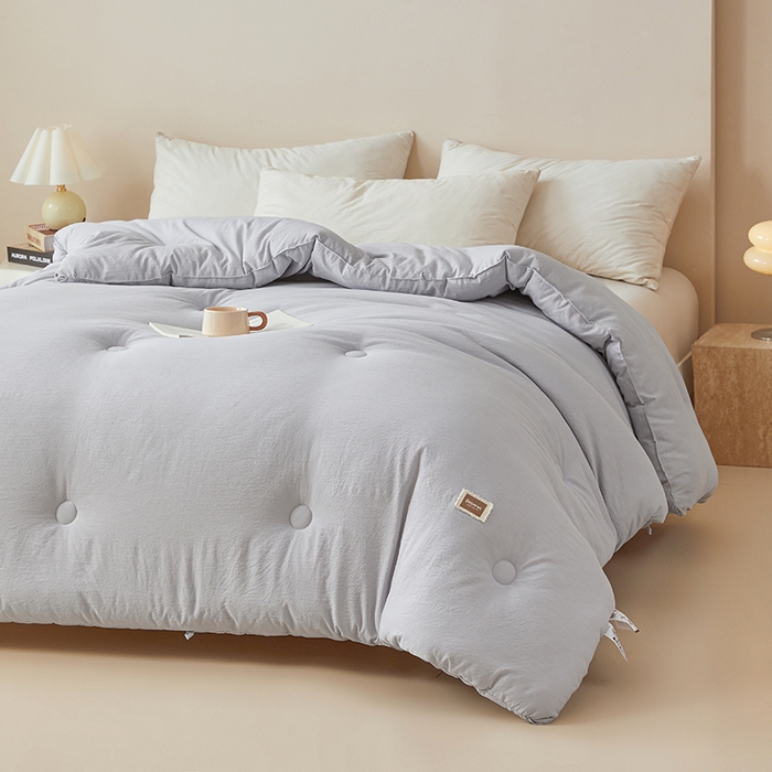 91家纺网 家纺一手货源 找家纺 寐居家纺 2025新款亲肤纸感棉被子被芯 纸感棉-细条灰