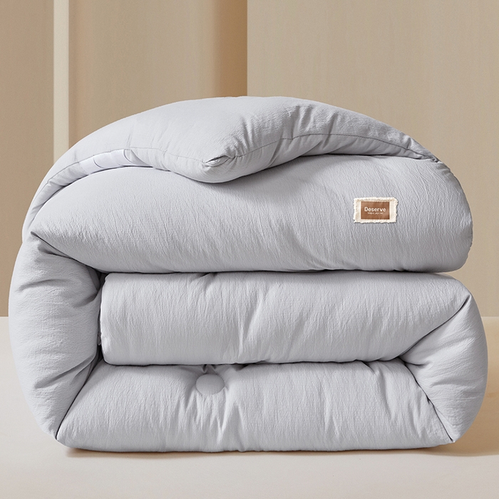 寐居家纺 2025新款亲肤纸感棉被子被芯 纸感棉-细条灰