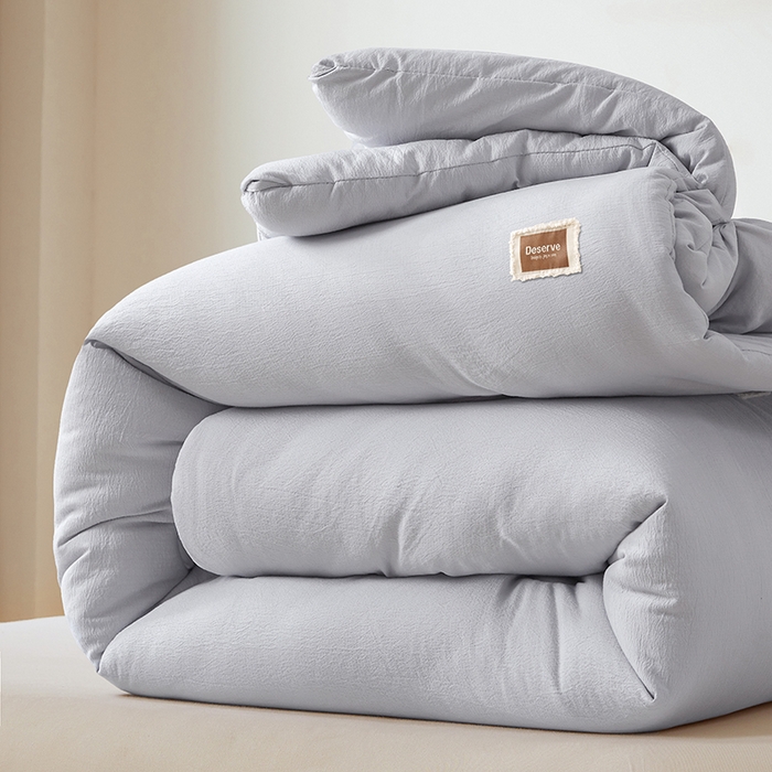 91家纺网 家纺一手货源 找家纺 寐居家纺 2025新款亲肤纸感棉被子被芯 纸感棉-细条灰