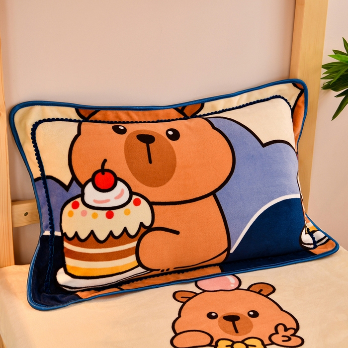 91家纺网 家纺一手货源 找家纺 居尚2025直播爆款高克重印花牛奶绒法莱绒学生三件套 嘟嘟熊