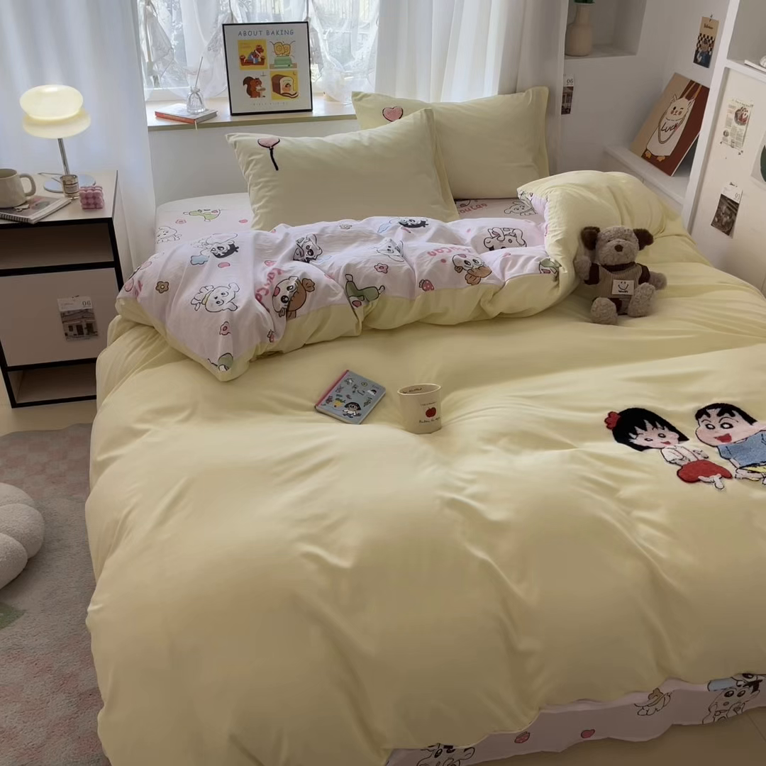 91家纺网 家纺一手货源 找家纺 云木里 2025新款亲肤舒适高克重四件套-况味 新新小丸子