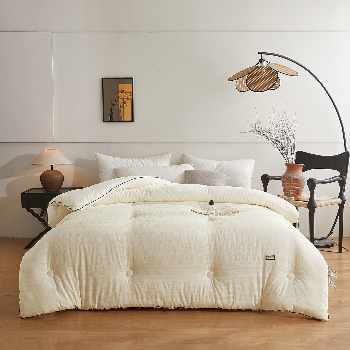 91家纺网 家纺一手货源 找家纺 寐居家纺 2025新款亲肤华夫格被子被芯 华夫格-米白