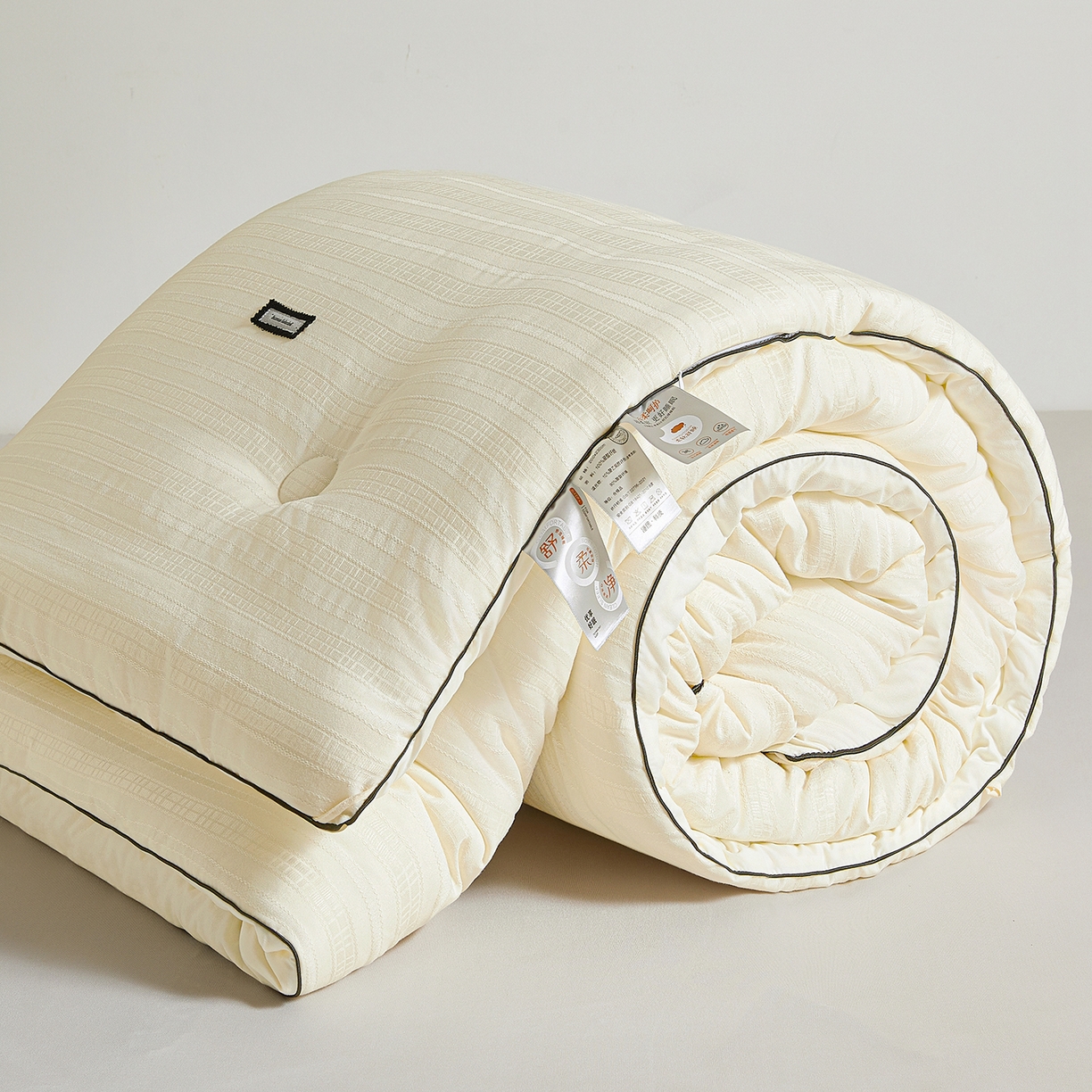 91家纺网 家纺一手货源 找家纺 寐居家纺 2025新款亲肤华夫格被子被芯 华夫格-米白