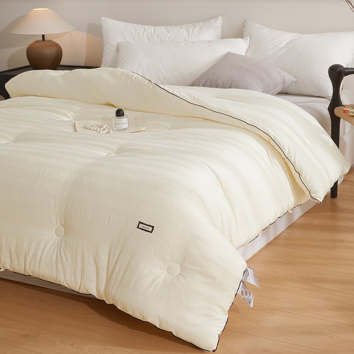 91家纺网 家纺一手货源 找家纺 寐居家纺 2025新款亲肤华夫格被子被芯 华夫格-米白