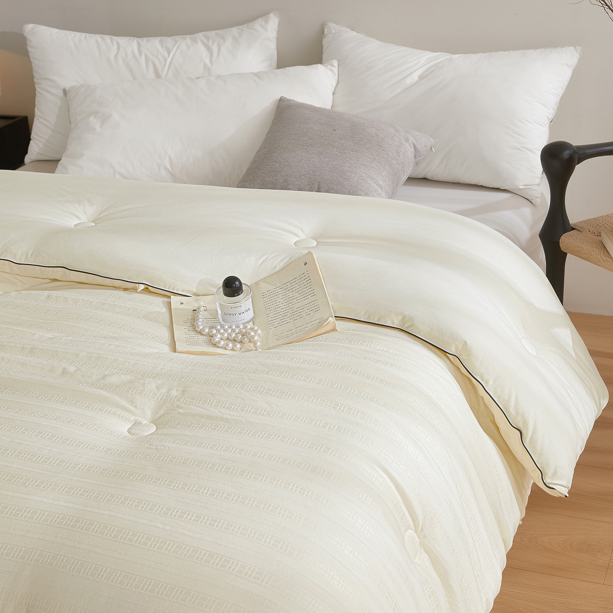 91家纺网 家纺一手货源 找家纺 寐居家纺 2025新款亲肤华夫格被子被芯 华夫格-米白