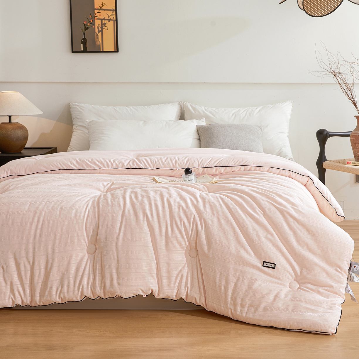 91家纺网 家纺一手货源 找家纺 寐居家纺 2025新款亲肤华夫格被子被芯 华夫格-嫩玉