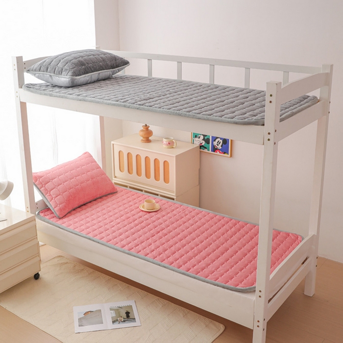 91家纺网 家纺一手货源 找家纺 宅部落 2025新款学生宿舍牛奶绒床垫保暖床褥子夹棉加厚印花床护垫 粉色