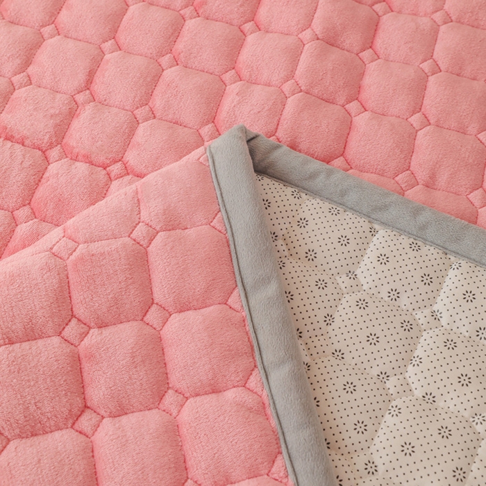 91家纺网 家纺一手货源 找家纺 宅部落 2025新款学生宿舍牛奶绒床垫保暖床褥子夹棉加厚印花床护垫 粉色