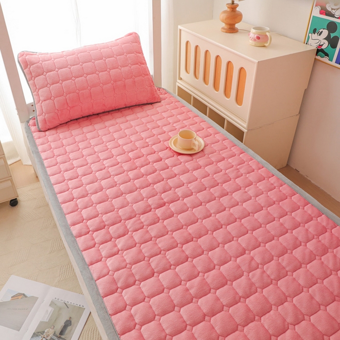 91家纺网 家纺一手货源 找家纺 宅部落 2025新款学生宿舍牛奶绒床垫保暖床褥子夹棉加厚印花床护垫 粉色