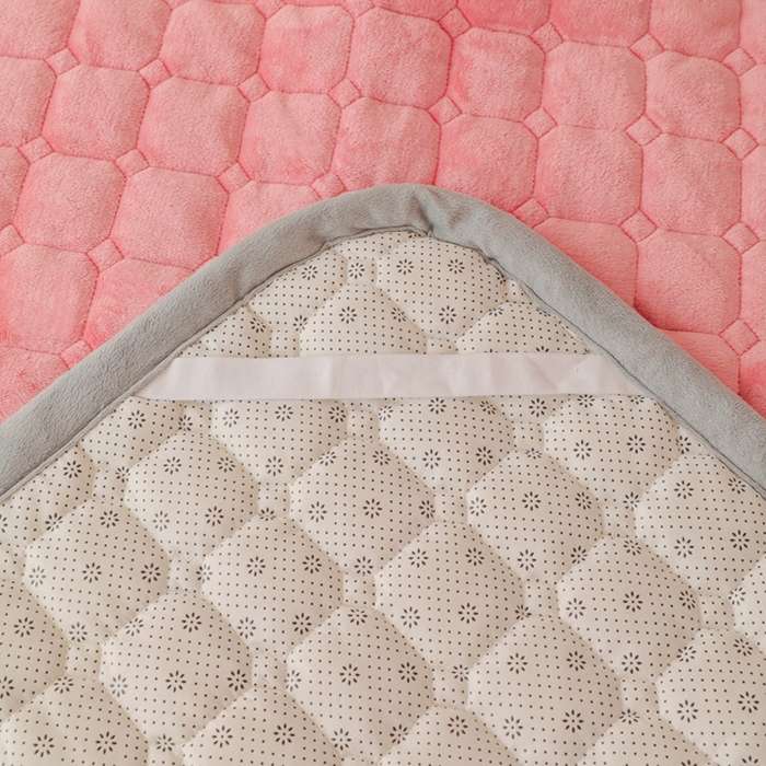 91家纺网 家纺一手货源 找家纺 宅部落 2025新款学生宿舍牛奶绒床垫保暖床褥子夹棉加厚印花床护垫 粉色