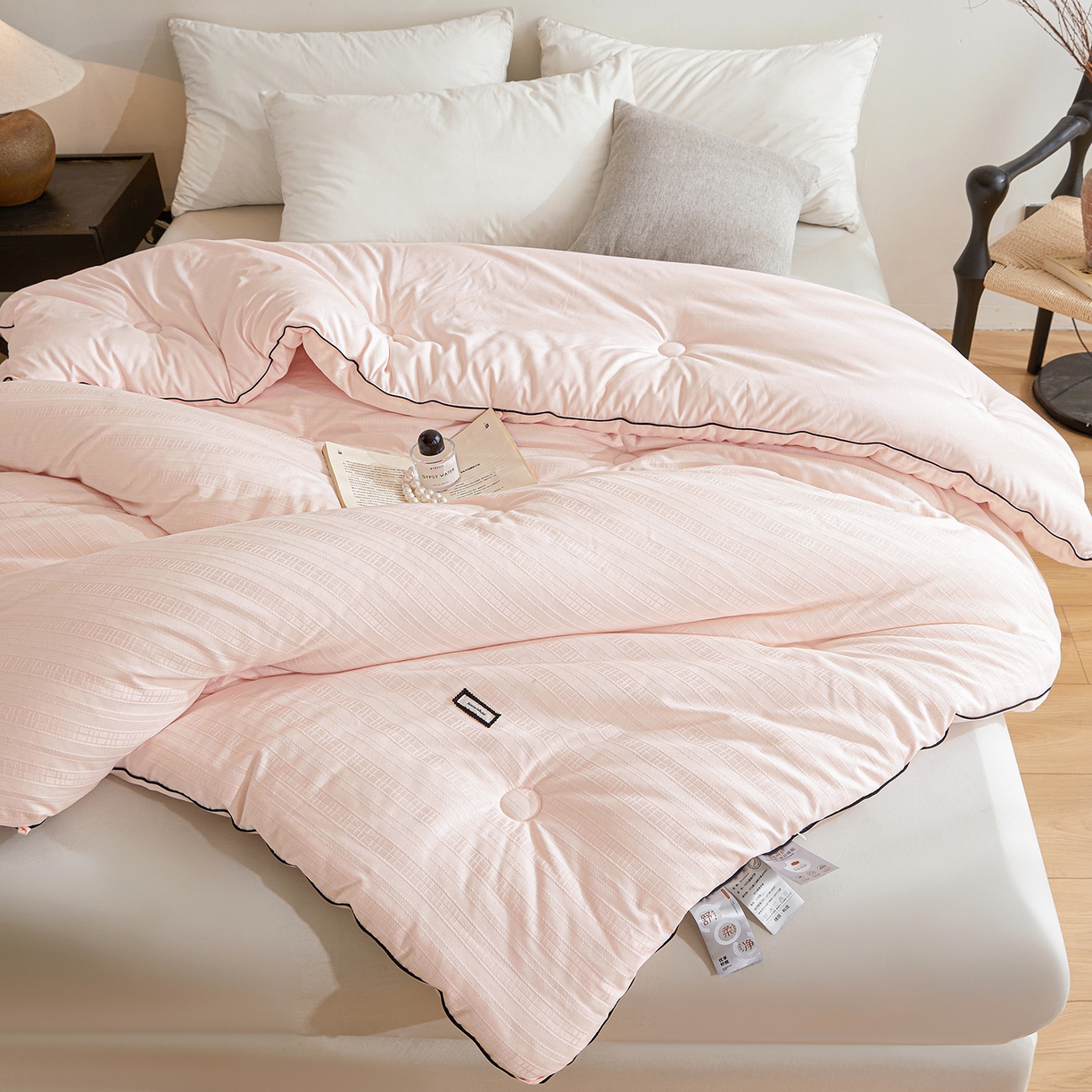 91家纺网 家纺一手货源 找家纺 寐居家纺 2025新款亲肤华夫格被子被芯 华夫格-嫩玉