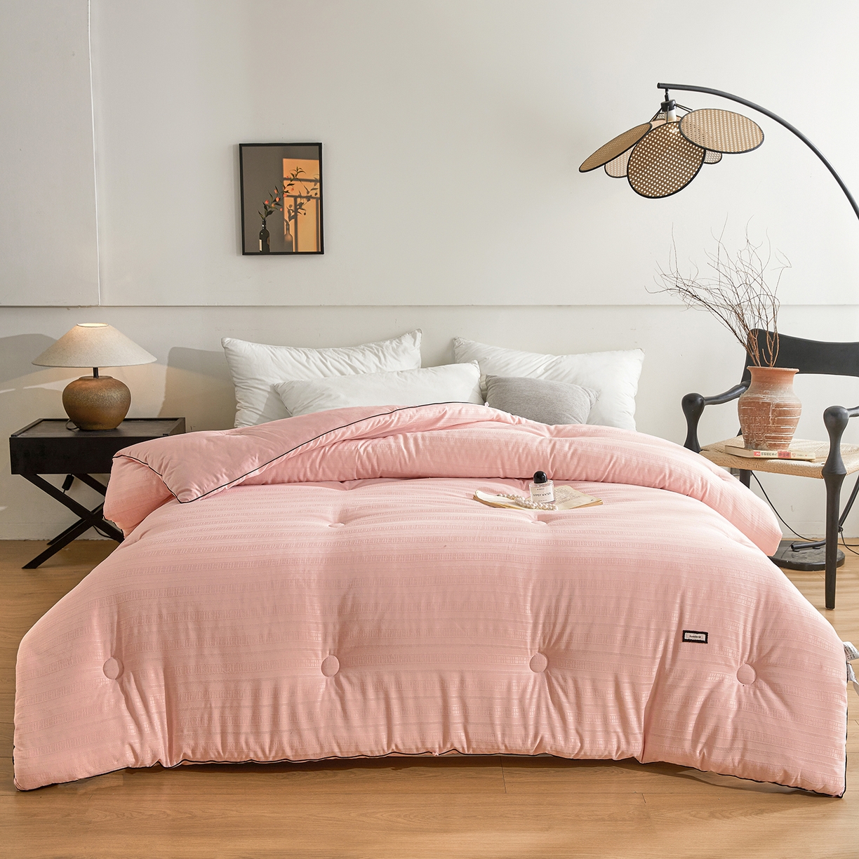 91家纺网 家纺一手货源 找家纺 寐居家纺 2025新款亲肤华夫格被子被芯 华夫格-藕粉