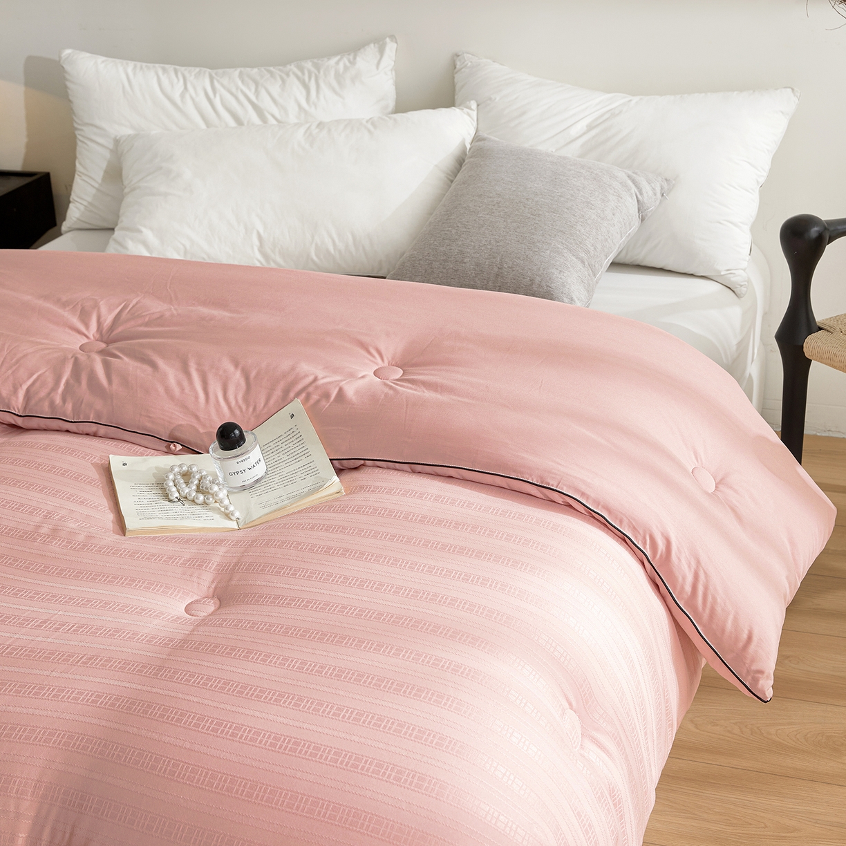 91家纺网 家纺一手货源 找家纺 寐居家纺 2025新款亲肤华夫格被子被芯 华夫格-藕粉