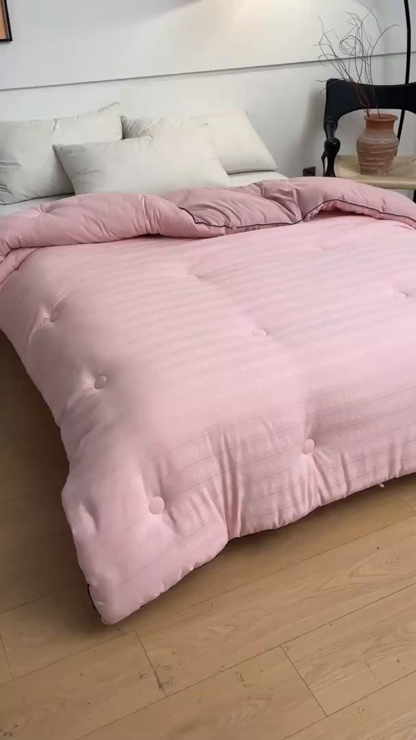 91家纺网 家纺一手货源 找家纺 寐居家纺 2025新款亲肤华夫格被子被芯 华夫格-藕粉