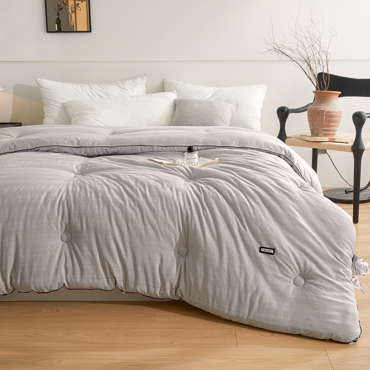 91家纺网 家纺一手货源 找家纺 寐居家纺 2025新款亲肤华夫格被子被芯 华夫格-浅灰