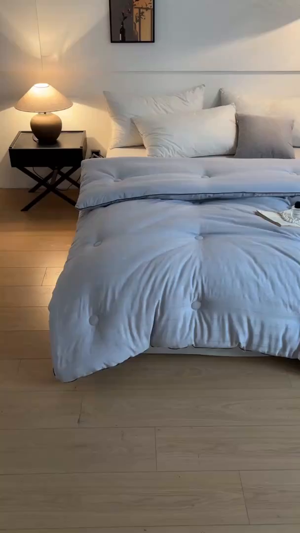 91家纺网 家纺一手货源 找家纺 寐居家纺 2025新款亲肤华夫格被子被芯 华夫格-浅灰