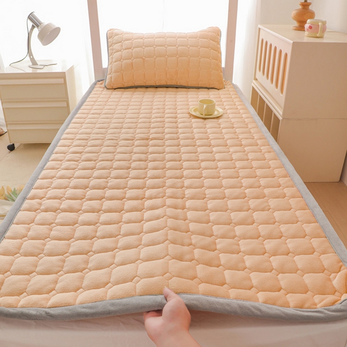 91家纺网 家纺一手货源 找家纺 宅部落 2025新款学生宿舍牛奶绒床垫保暖床褥子夹棉加厚印花床护垫 浅玉