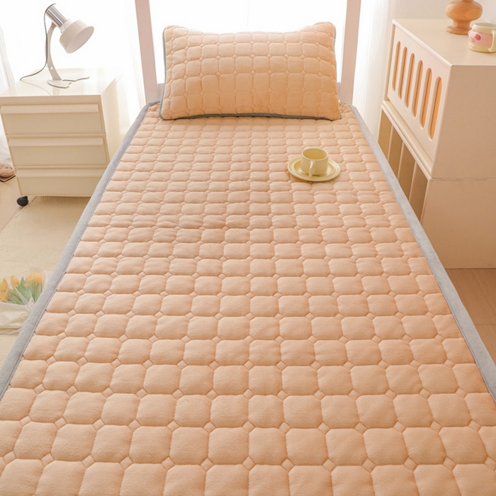 91家纺网 家纺一手货源 找家纺 宅部落 2025新款学生宿舍牛奶绒床垫保暖床褥子夹棉加厚印花床护垫 浅玉