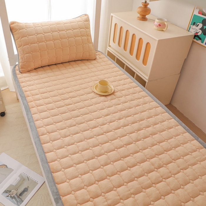 91家纺网 家纺一手货源 找家纺 宅部落 2025新款学生宿舍牛奶绒床垫保暖床褥子夹棉加厚印花床护垫 浅玉