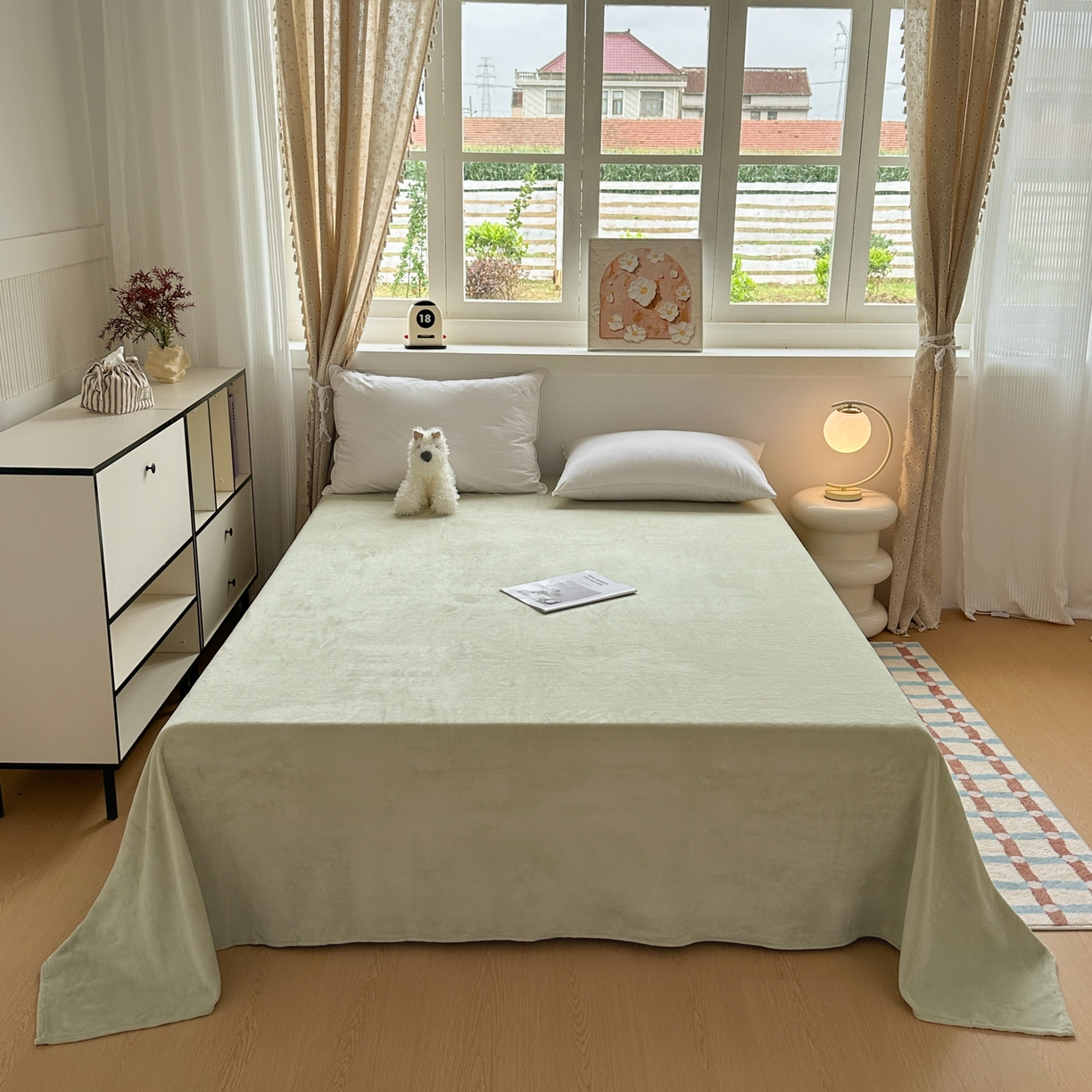 91家纺网 家纺一手货源 找家纺 KA家纺 2025秋冬新款床裙款雕花牛奶绒四件套-繁花系列 繁花绿