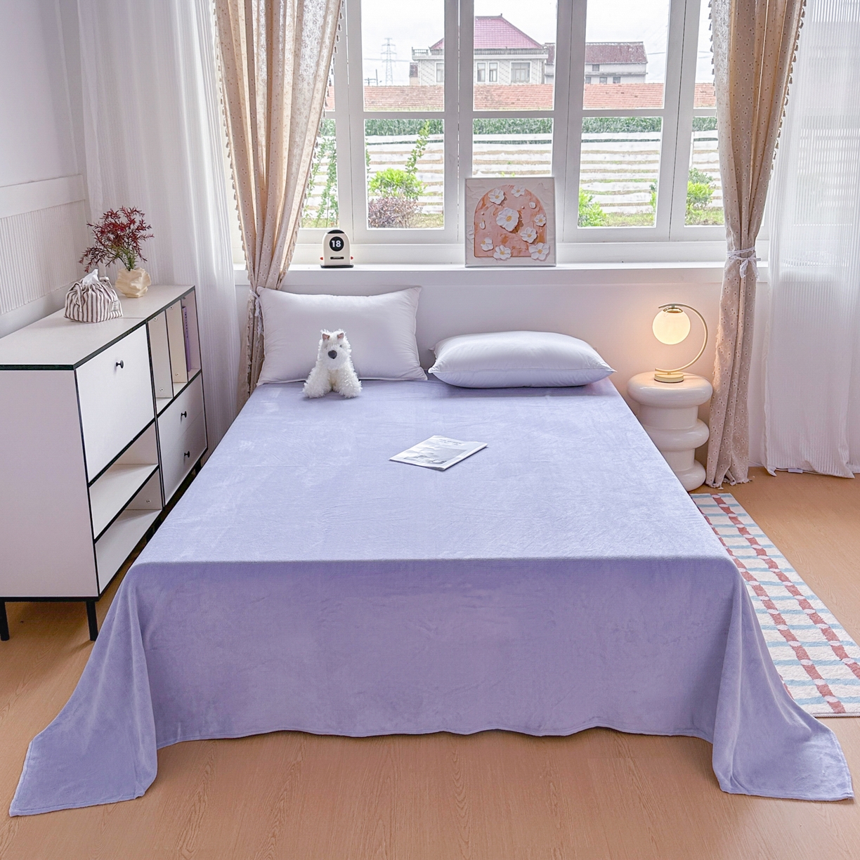 91家纺网 家纺一手货源 找家纺 KA家纺 2025秋冬新款床裙款雕花牛奶绒四件套-繁花系列 繁花紫