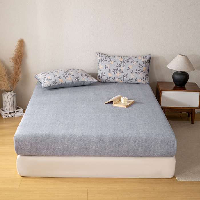 91家纺网 家纺一手货源 找家纺 夜笙家纺 2025新款A类色织亚麻130克四件套 叶茵蓝