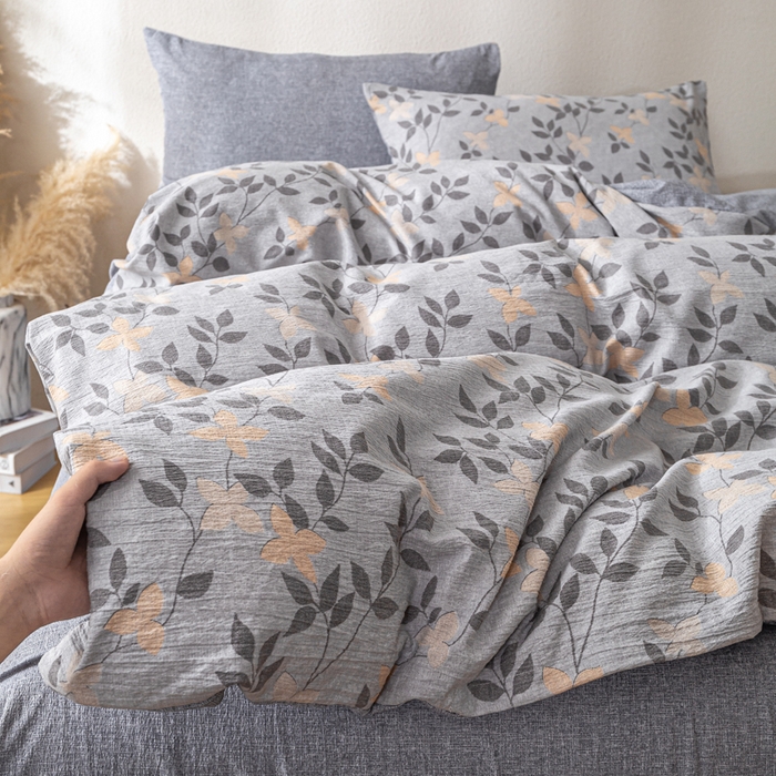 91家纺网 家纺一手货源 找家纺 夜笙家纺 2025新款A类色织亚麻130克四件套 叶茵蓝