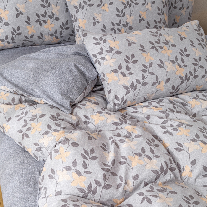 91家纺网 家纺一手货源 找家纺 夜笙家纺 2025新款A类色织亚麻130克四件套 叶茵蓝