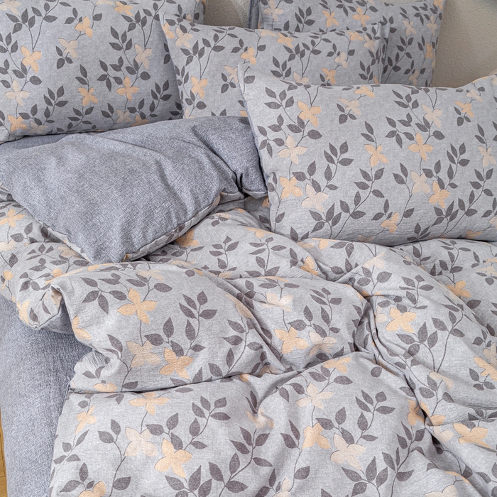 91家纺网 家纺一手货源 找家纺 夜笙家纺 2025新款A类色织亚麻130克四件套 叶茵蓝