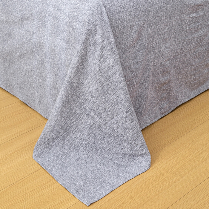 91家纺网 家纺一手货源 找家纺 夜笙家纺 2025新款A类色织亚麻130克四件套 叶茵蓝