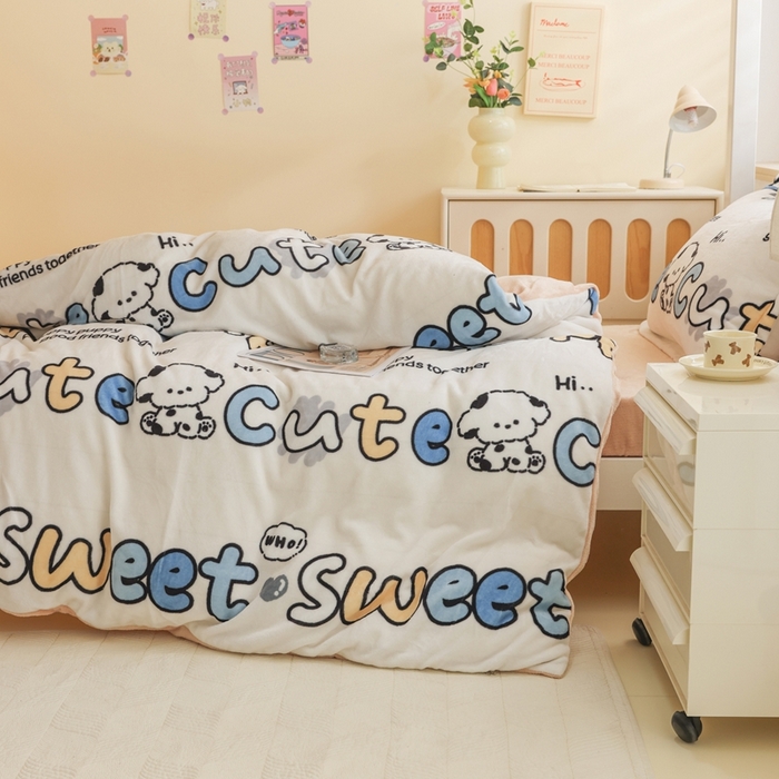 91家纺网 家纺一手货源 找家纺 （总）宅部落 2025新款学生宿舍牛奶绒三件套宿舍三件套上下铺三件套