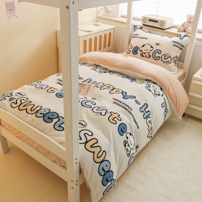 91家纺网 家纺一手货源 找家纺 （总）宅部落 2025新款学生宿舍牛奶绒三件套宿舍三件套上下铺三件套